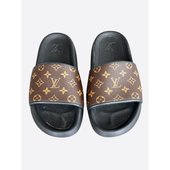 Louis Vuitton Black & Brown Monogram Waterfront Mules - Picture 2 of 7